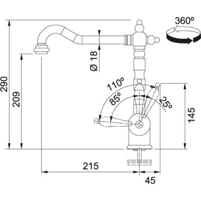 Franke Particolare Old England klasický kuchyňský kohoutek chrom 115.0060.360