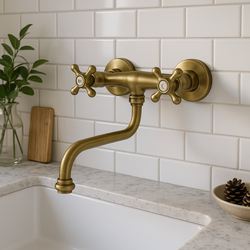 PB Nostalgická kuchyňská baterie Classic C nástěnná baterie Bronz 10.2722