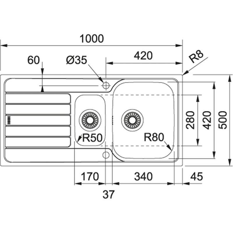 Franke Spark SKX 651 jeden a půl nerezový dřez s odkapávačem oboustranný 101.0315.546