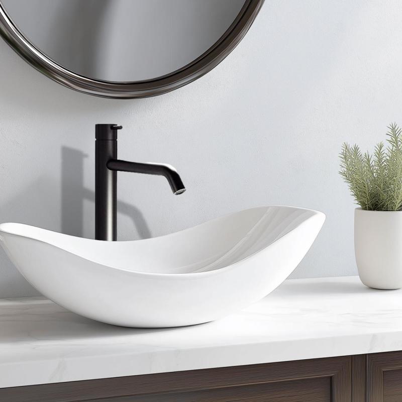 Waterevolution Flow vysoká umyvadlová baterie pro umyvadlové mísy včetně click waste, matná černá T115PR