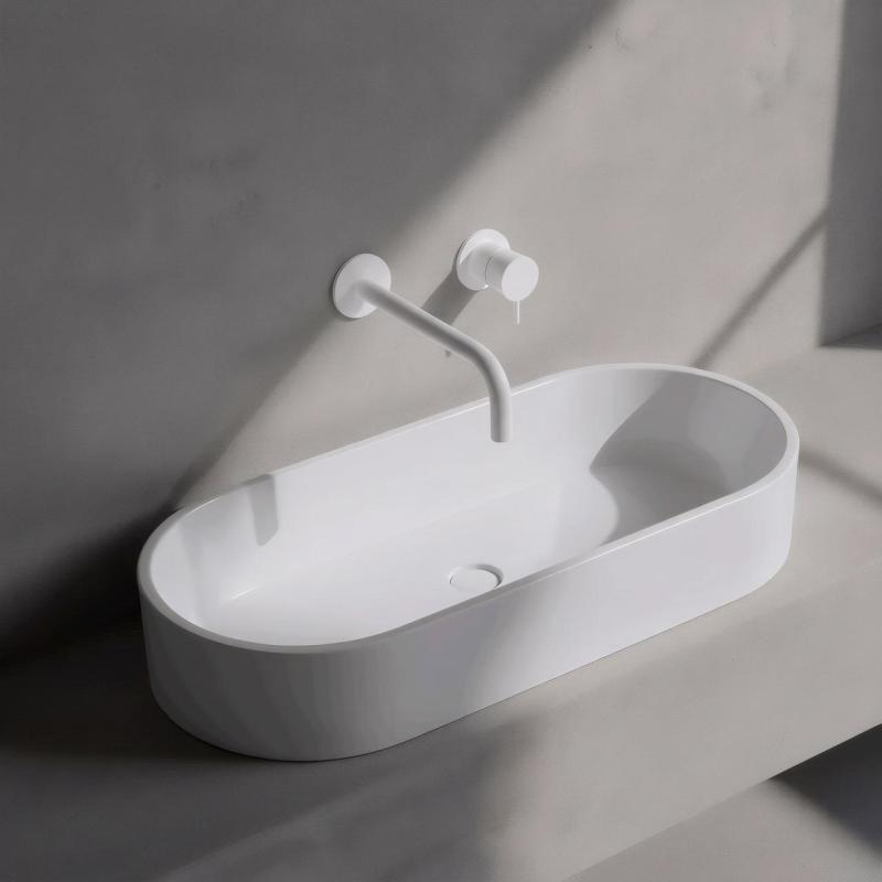 Waterevolution Flow Vestavěná umyvadlová baterie Matná bílá s výtokem 25 cm T1.16BBR-25