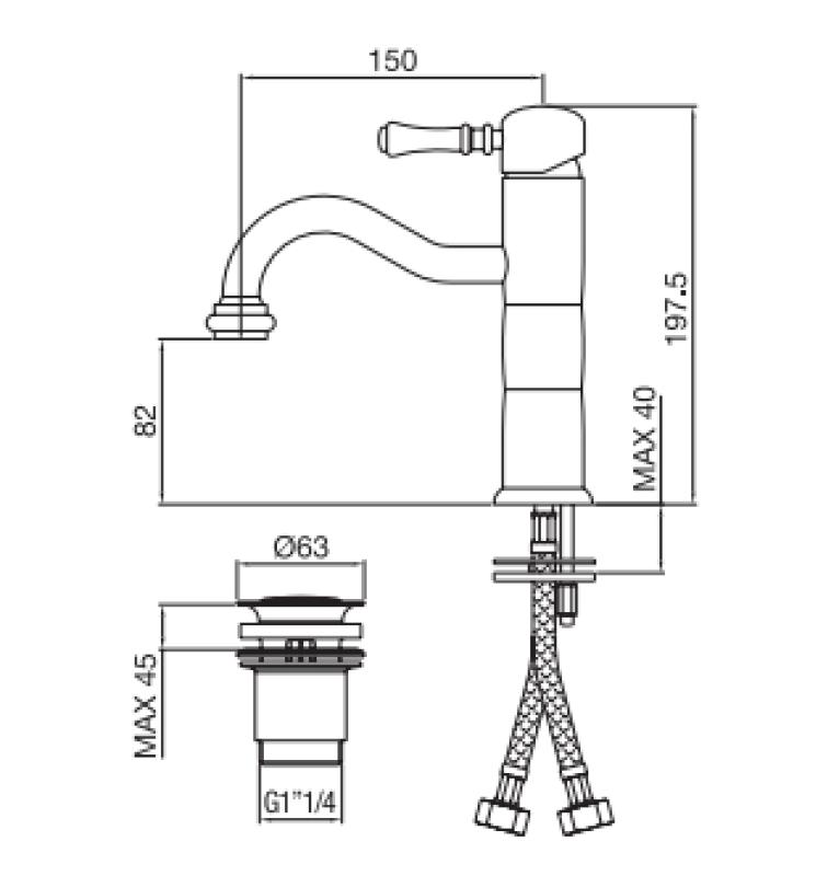 PB Classic klasická umyvadlová baterie pilíř bronz 1208592572