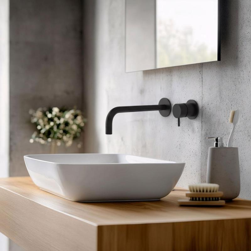 Waterevolution Flow vestavěná umyvadlová baterie matná černá s výtokem 21 cm T116BPR-21