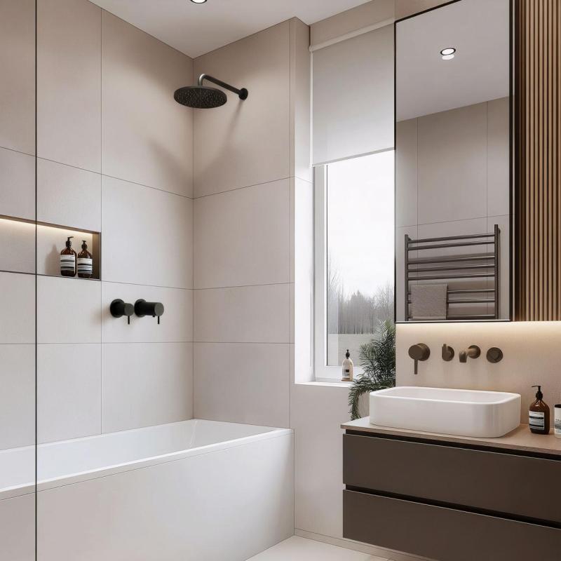 Waterevolution Flow vestavný sprchový termostat s kulatou rozetou, matná černá 1208778082 T142TBPR