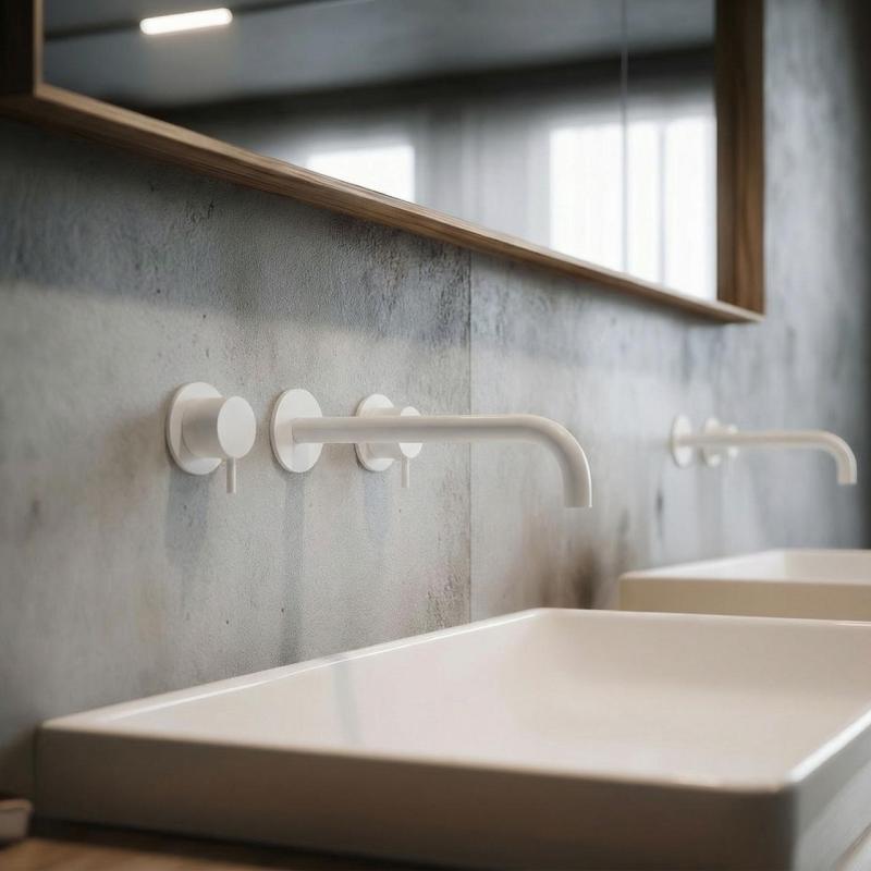 Waterevolution Flow 3otvorová vestavná umyvadlová baterie matná bílá s výtokem 21 cm T1163FBR-21