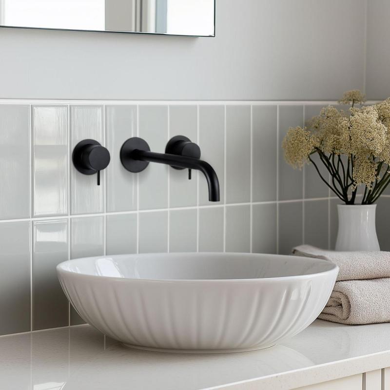 Waterevolution Flow 3otvorová vestavná umyvadlová baterie matná černá s výtokem 25 cm T1163FPR-25