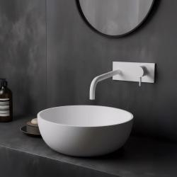 Vodní revoluce Flow vestavěná umyvadlová baterie s krycí deskou matně bílá s výtokem 21 cm T1161BBR-21