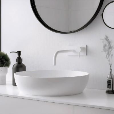Waterevolution Flow vestavěná umyvadlová baterie s krycí deskou matná bílá s výtokem 15 cm T1161BBR-15