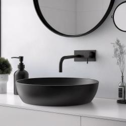 Vodní revoluce Flow vestavná umyvadlová baterie s krycí deskou matná černá s výtokem 15 cm T1161BPR-15
