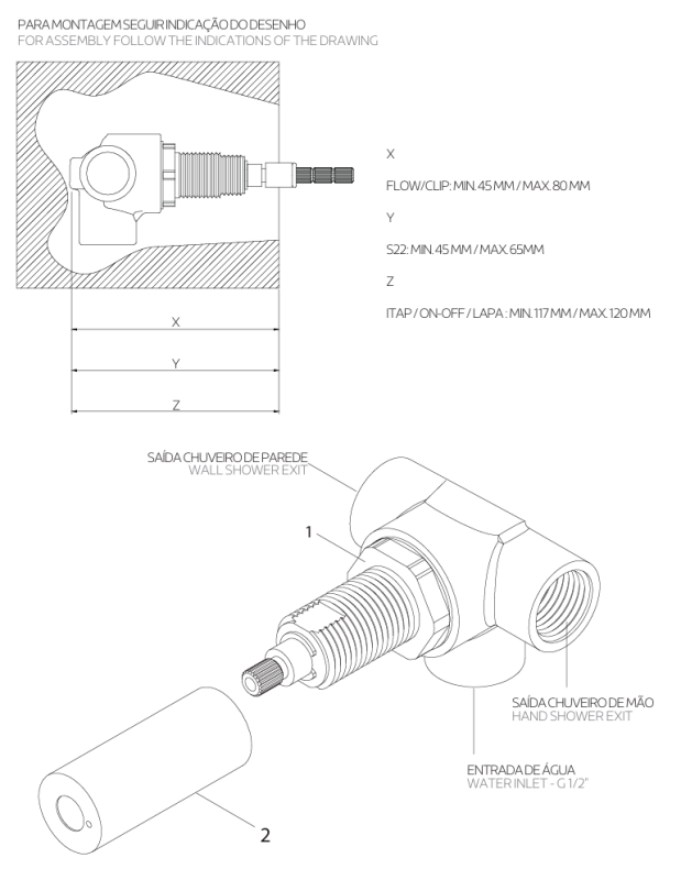 Waterevolution Flow vestavěný sprchový termostat se 2 výstupy, kompletně z nerezové oceli 1208852642