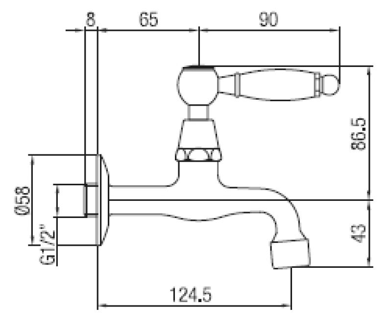 PB klasický nástěnný fontánový kohoutek s bílou rukojetí na studenou vodu chrom 1208853472