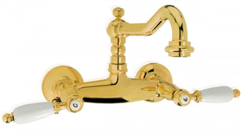 PB klasický nástěnný kohoutek s bílými rukojeťmi chrom 1208854172