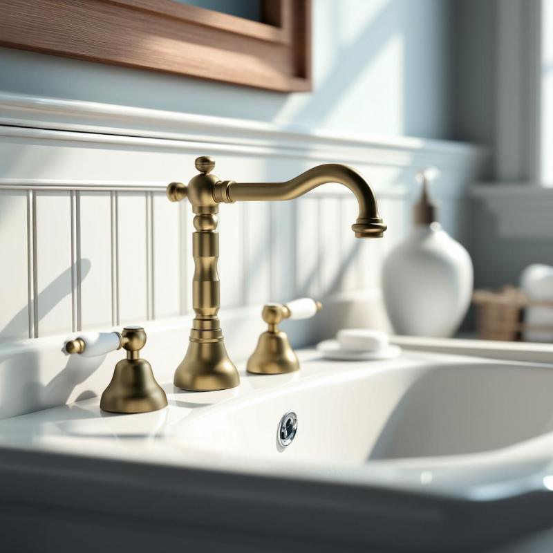 PB klasická tříotvorová umyvadlová baterie Bílé páčky Bronz 1208854272