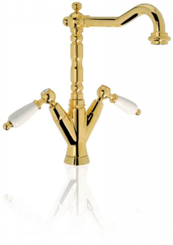 PB klasická umyvadlová baterie Bílá rukojeť, výtok 18,5 cm Chrom 1208854292