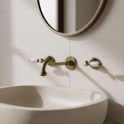 PB klasický vestavěný nástěnný kohoutek s bílými pákami, výtok 25 cm, bronz 1208854392