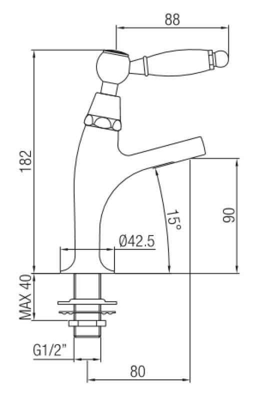 PB klasický fontánový kohoutek s bílou pákou na studenou vodu malý model nerez 1208854912