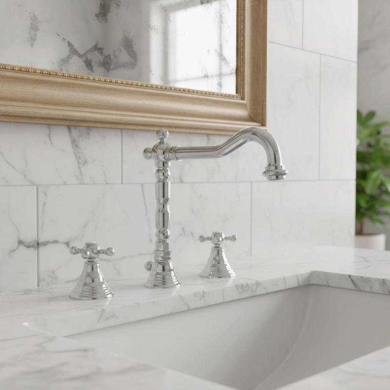 PB klasická 3-otvorová umyvadlová baterie s hvězdicovými rukojeťmi, výtok 18,5 cm, chrom 1208854922