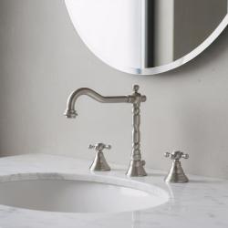 PB klasická 3-otvorová umyvadlová baterie hvězdicové knoflíky výtok 18,5 cm nerez 1208854952