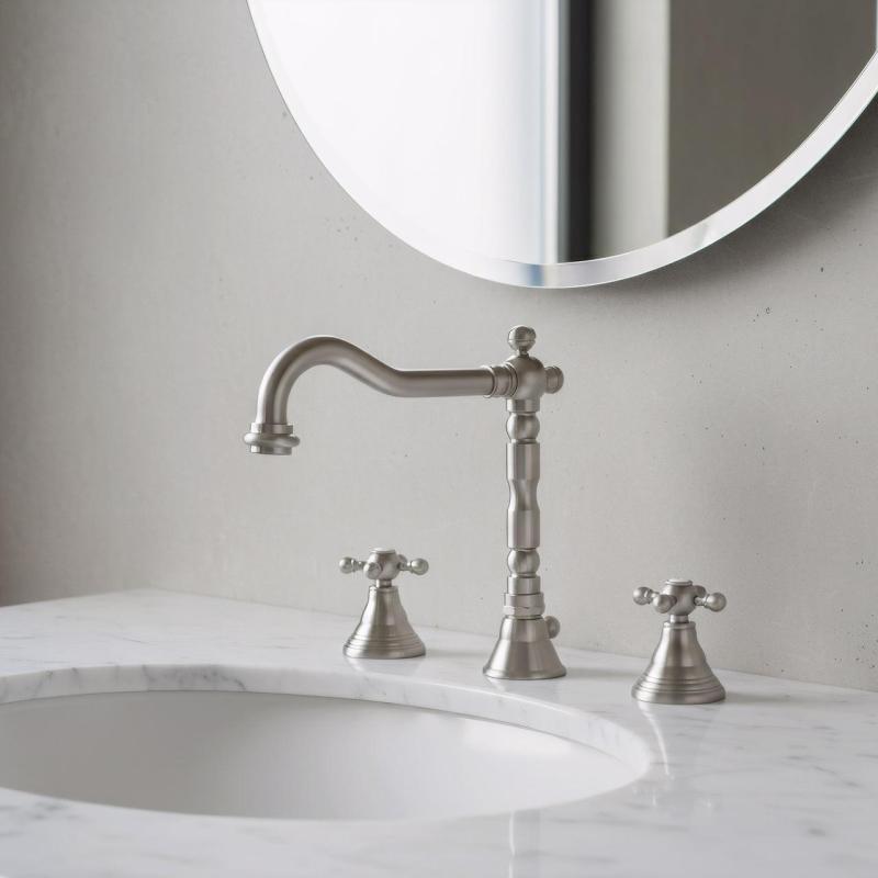 PB klasická 3-otvorová umyvadlová baterie hvězdicové knoflíky výtok 18,5 cm nerez 1208854952