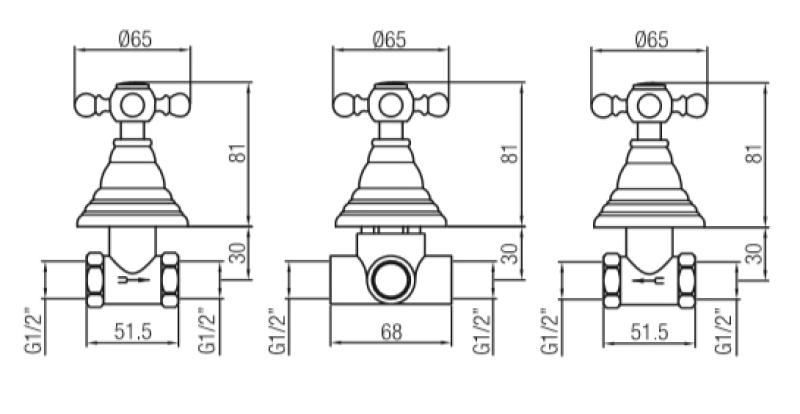 PB klasická dvoucestná vestavná sprchová sada s přepínačem a hvězdicovými knoflíky Chrom 1208855362