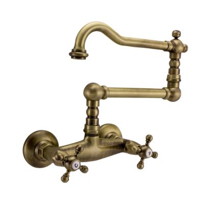PB klasický nástěnný kohoutek s hvězdicovými rukojetěmi a dlouhou otočnou hubicí Bronz 1208855452