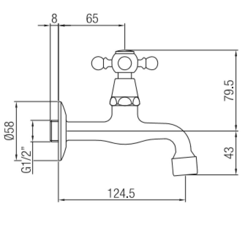 PB klasický nástěnný kohoutek s hvězdicovým knoflíkem na studenou vodu nerezová ocel 1208855612