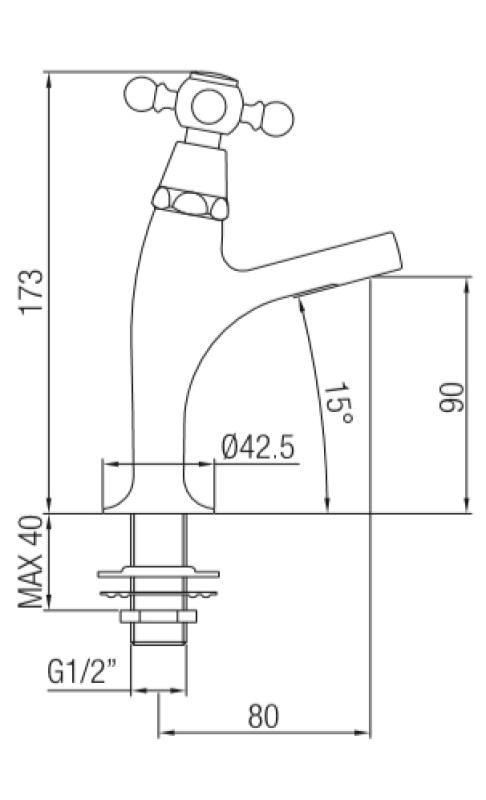 PB klasický kohoutek s hvězdicovou rukojetí, studená voda, malý model, bronz 1208855692