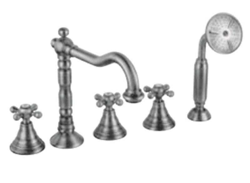 PB klasická 5-otvorová vanová baterie s hvězdicovými kohoutky z nerezové oceli 1208855792