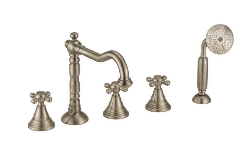 PB klasická 5-otvorová vanová baterie s hvězdicovými kohoutky z nerezové oceli 1208855792