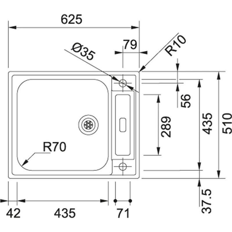 Franke Argos AGX 210 nerezový dřez s plochým okrajem 625x510 oboustranný 127.0380.400