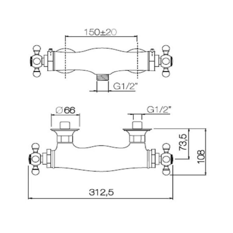 PB klasický sprchový termostat Chrom 1208898972