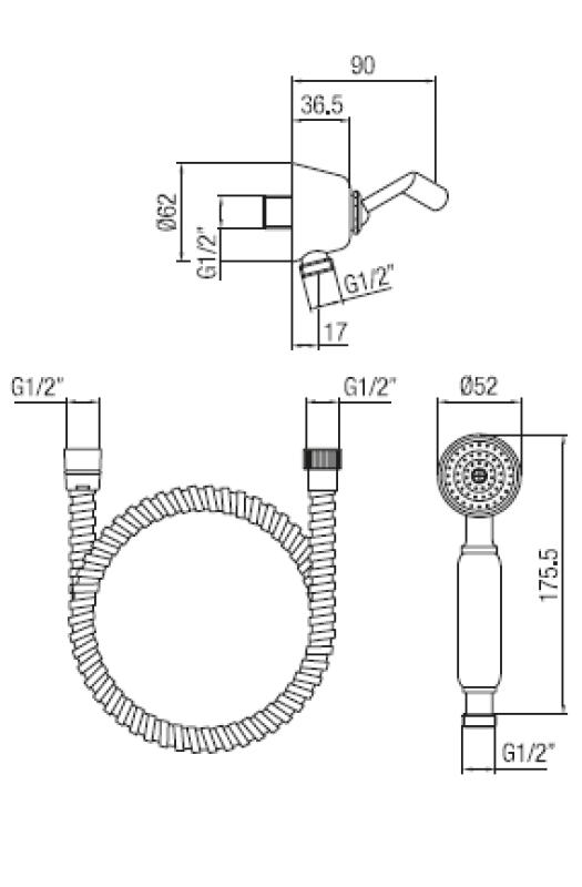 PB klasická sada ručních sprch s háčkem na zavěšení RVS 1208899032