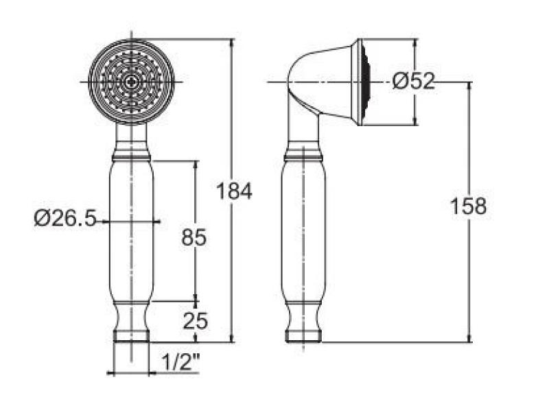 PB klasická ruční sprcha s bílou rukojetí chrom 1208916142