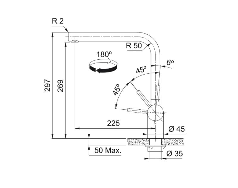 Franke Atlas Neo kuchyňská baterie s otočným výtokem, kartáčovaná matná černá 115.0550.424