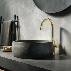 Waterevolution Flow umyvadlová baterie vysoký model PVD kartáčované světlé zlato T1121FUWGE