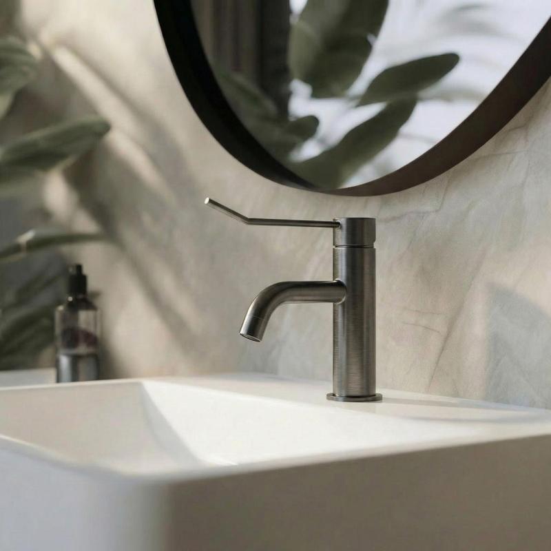 Waterevolution Flow umyvadlová baterie včetně click-plugu PVD gun metal T111GME