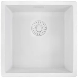 Caressi White Line bílý křemenný dřez 40 cm pro plochou montáž CAGRPP40WH-FL 1208921336