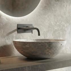 Vodní revoluce Flow vestavěná umyvadlová baterie s krycí deskou PVD Gun Metal s výtokem 21 cm T1161GME-21