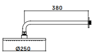 Waterevolution Flow hlavová sprcha 250 mm s nástěnným připojením matná černá T164125PR