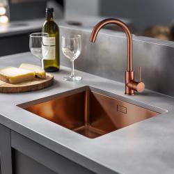 Lorreine 40SP Copper Luxe RVS dřez měděná barva PVD Copper 40x40 spodní montáž, plochá montáž a montáž na pracovní desku 1208952365