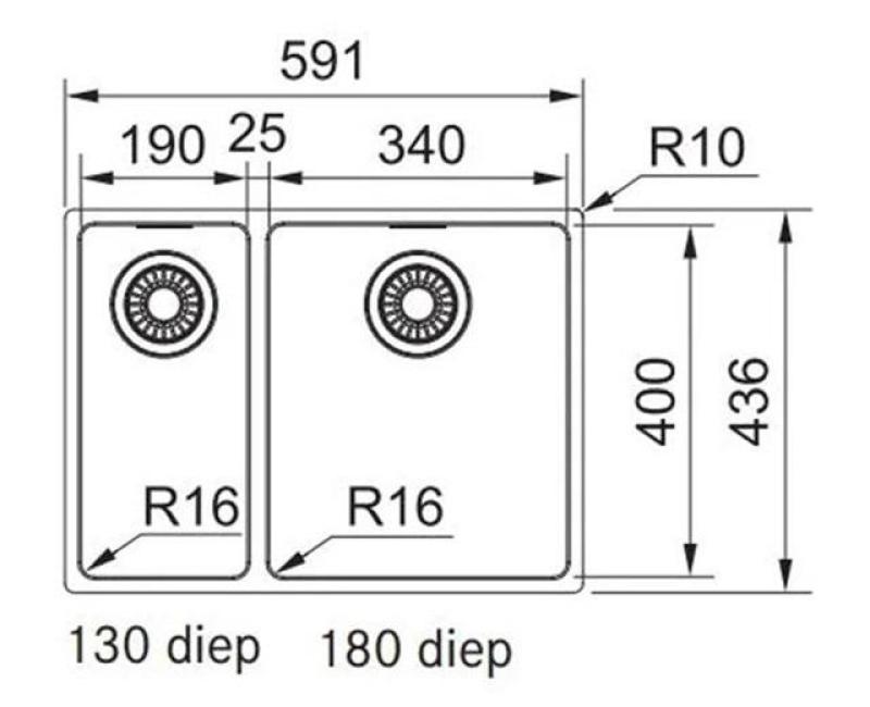 Franke Maris MRX 260 BR 1,5 nerezový dřez s jednou a půl vanou, plošná montáž, velká vana vpravo 1270568040
