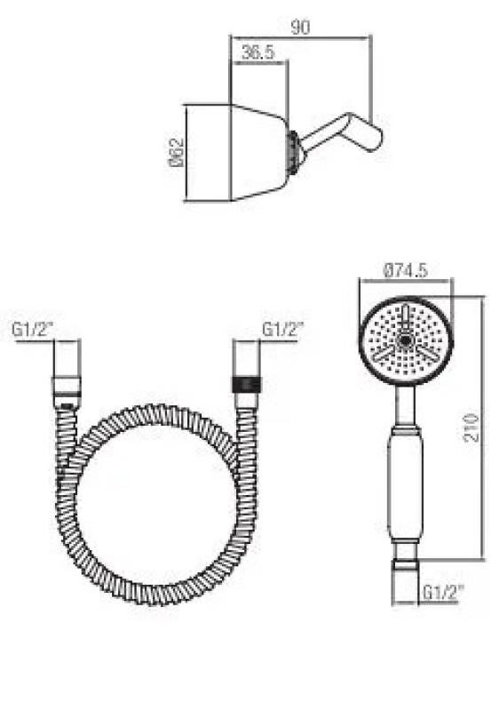 PB klasická ruční sprchová sada s háčkem na zavěšení chrom 1208952418