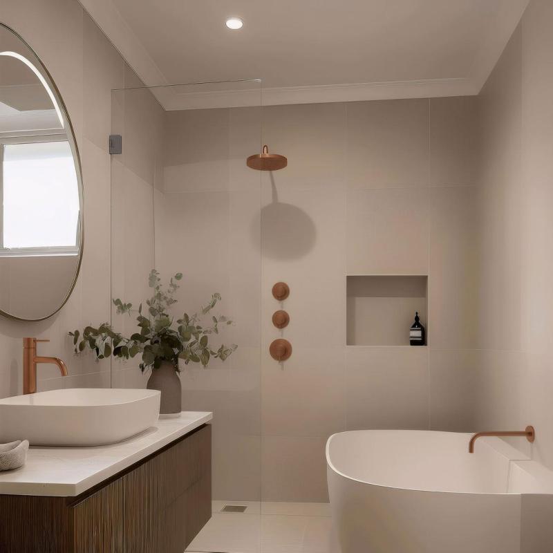 Waterevolution Flow vestavěný sprchový termostat s 2 uzavíracími ventily PVD kartáčovaná měď