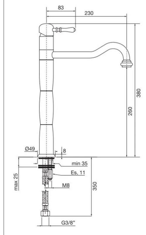 PB Classic Nostalgická kuchyňská baterie s pilířem, nerezová ocel 1208952922