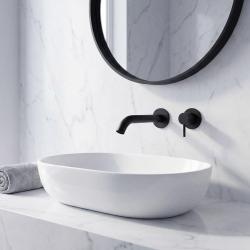 SB Round nástěnná umyvadlová baterie matná černá - 102 mm