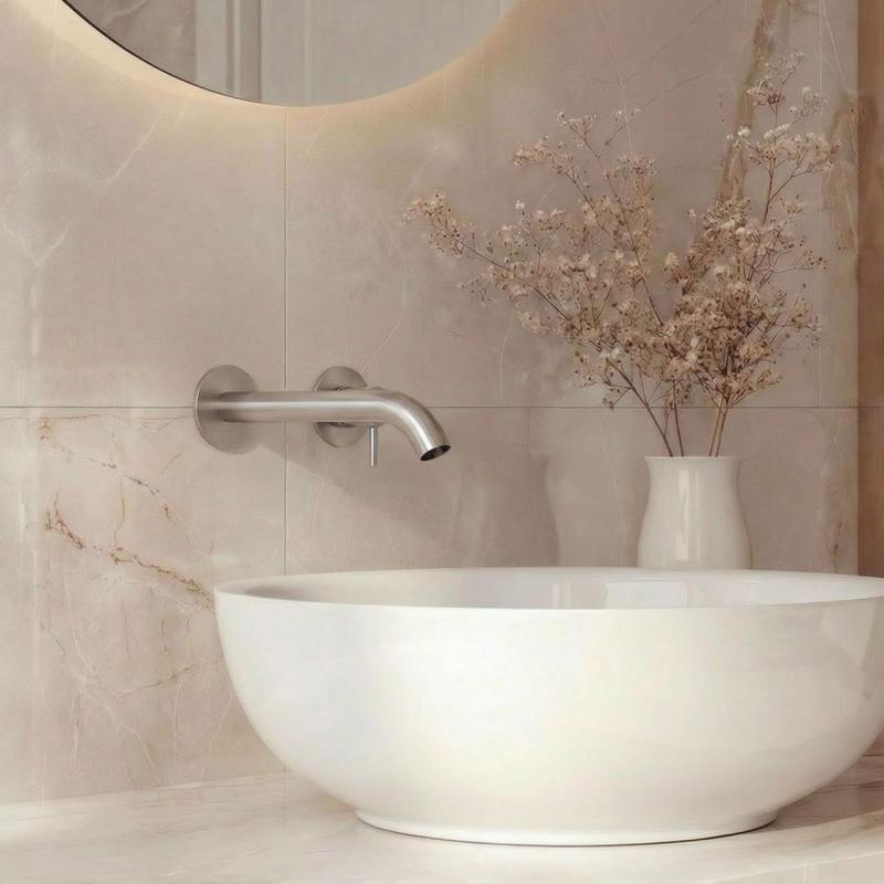 SB Round vestavná umyvadlová baterie kartáčovaný nikl 162 mm