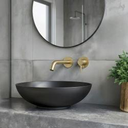 SB Round vestavěná umyvadlová baterie kartáčovaná mosaz PVD 162 mm