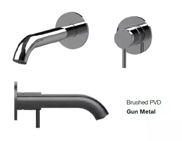 SB Round vestavěná umyvadlová baterie gun metal PVD 162 mm