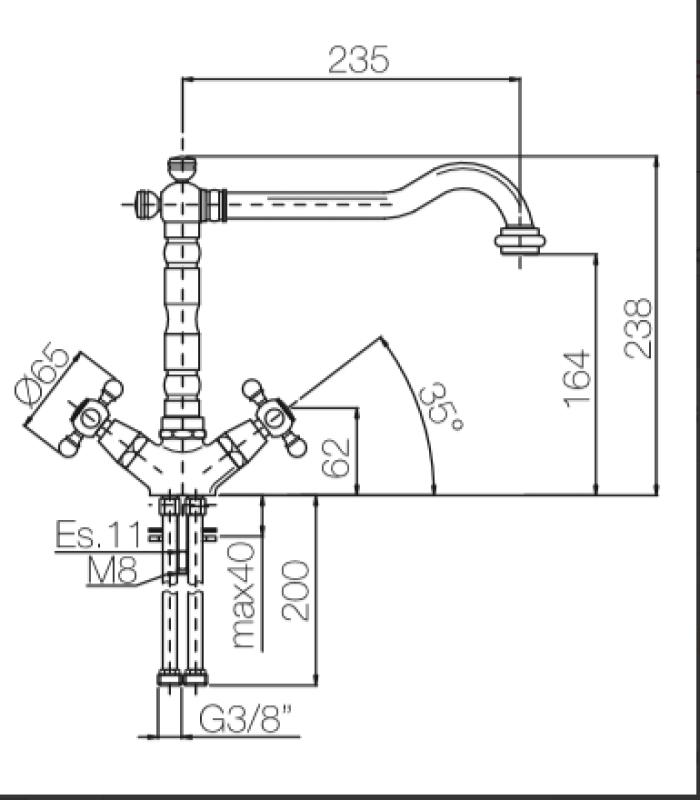 Nostalgická klasická kuchyňská baterie V1910 Měď s otočným výtokem 1208953526