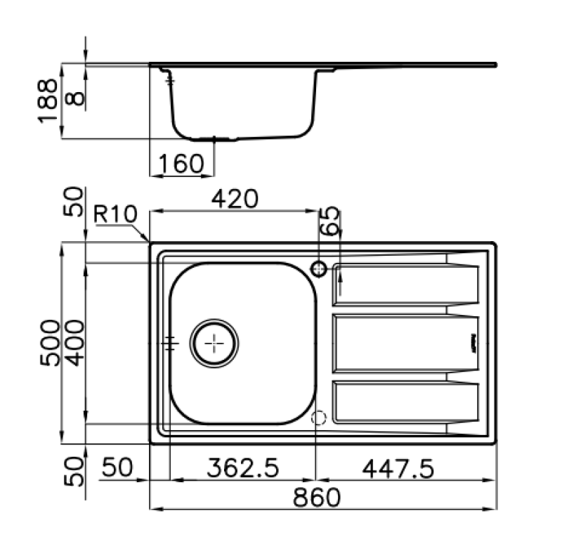 Foster Marine nerezový dřez 316 oboustranný s odkapávací plochou 86x50 cm vestavný 1208953725